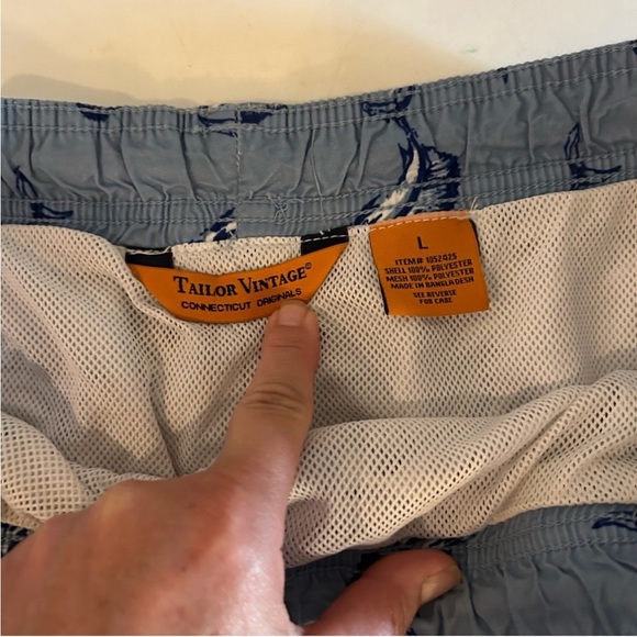 Tailor Vintage blue fish men's swim trunks size L - Picture 2 of 6